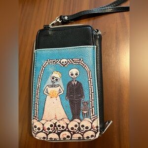 Skull Bride and Groom phone\wallet clutch